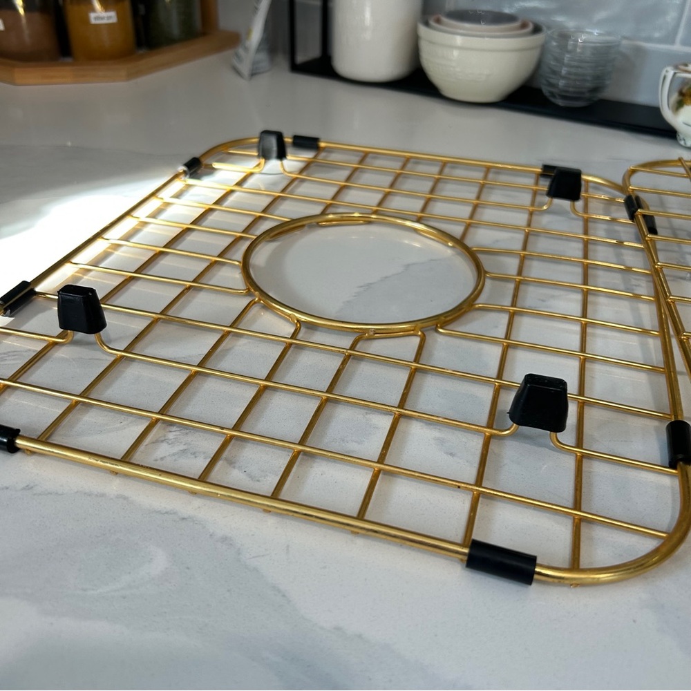 Kitchen Sink Bottom Two Grids, Racks, Protector Matte Gold - Picture 7 of 8